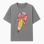 Cute Pencil with Pink Bow and Stars - Kawaii Art Print, Stationery Decor, Classroom Wall Art, Gift for Students or Teachers - T-shirt 1758093368760.jpg