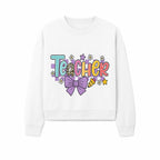 Colorful Teacher Design with Bow and Pencil - Cute Classroom Decor, Teacher Gifts, Back to School Supplies, Creative Educational Art - Sweatshirt 1758093368854.jpg