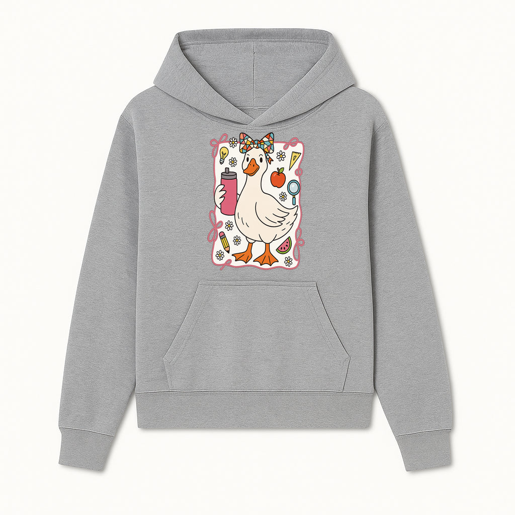 Cute Creative Duck Art Print with Supplies, Colorful Bow, and Fun Icons - Whimsical Home Decor for Kids and Animal Lovers - Hoodie 1758093368895.jpg