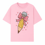 Cute Pencil with Pink Bow and Stars - Kawaii Art Print, Stationery Decor, Classroom Wall Art, Gift for Students or Teachers - T-shirt 1758093369086.jpg