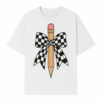 Checkered Bow and Pencil Wall Art Decor - Back to School Classroom Decoration, Cute Student Gift, Teacher Appreciation - T-shirt 1758093369122.jpg