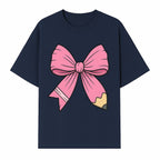 Pink Bow with Pencil Design, Cute Stationery Decor, Gift for Teachers, School Supplies, Arts and Crafts, Kawaii Aesthetic Accessories - T-shirt 1758093369137.jpg