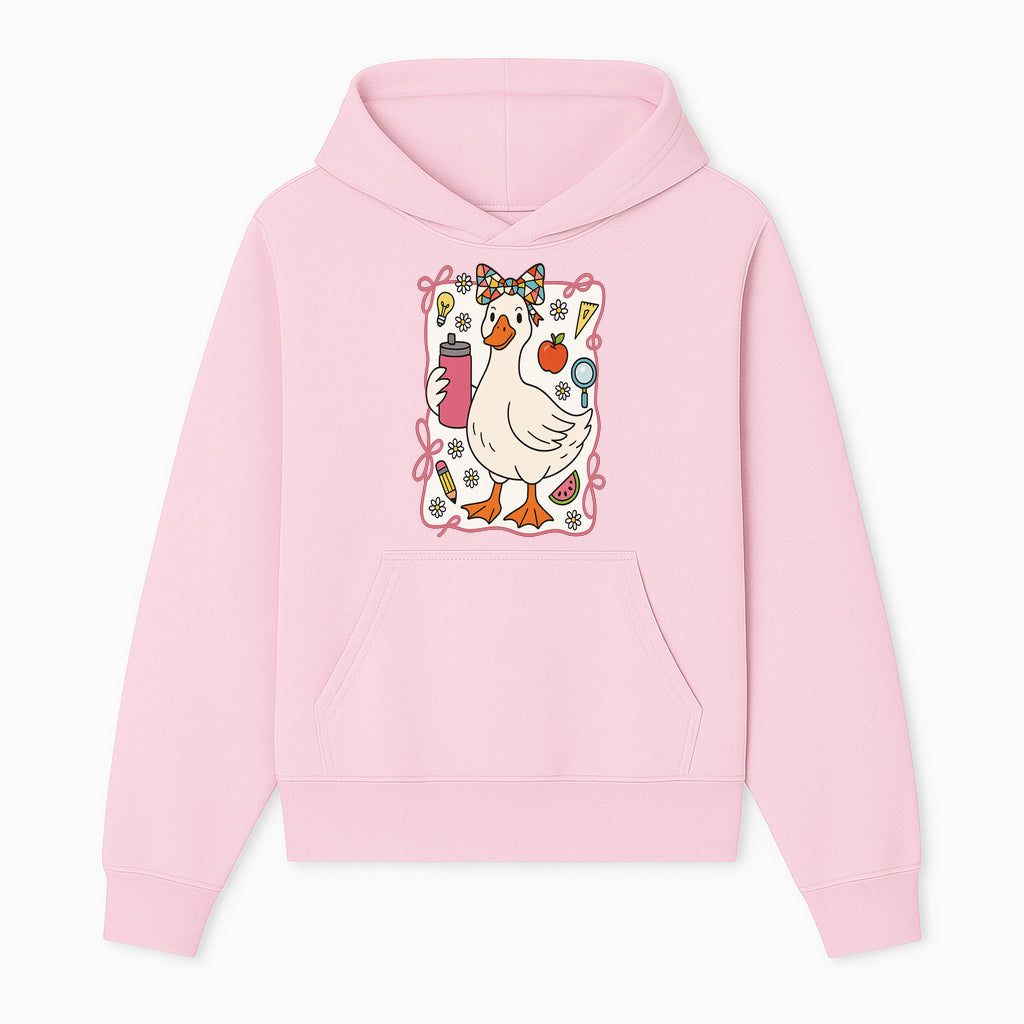 Cute Creative Duck Art Print with Supplies, Colorful Bow, and Fun Icons - Whimsical Home Decor for Kids and Animal Lovers - Hoodie 1758093369271.jpg