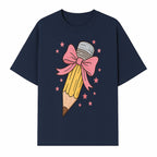 Cute Pencil with Pink Bow and Stars - Kawaii Art Print, Stationery Decor, Classroom Wall Art, Gift for Students or Teachers - T-shirt 1758093369411.jpg