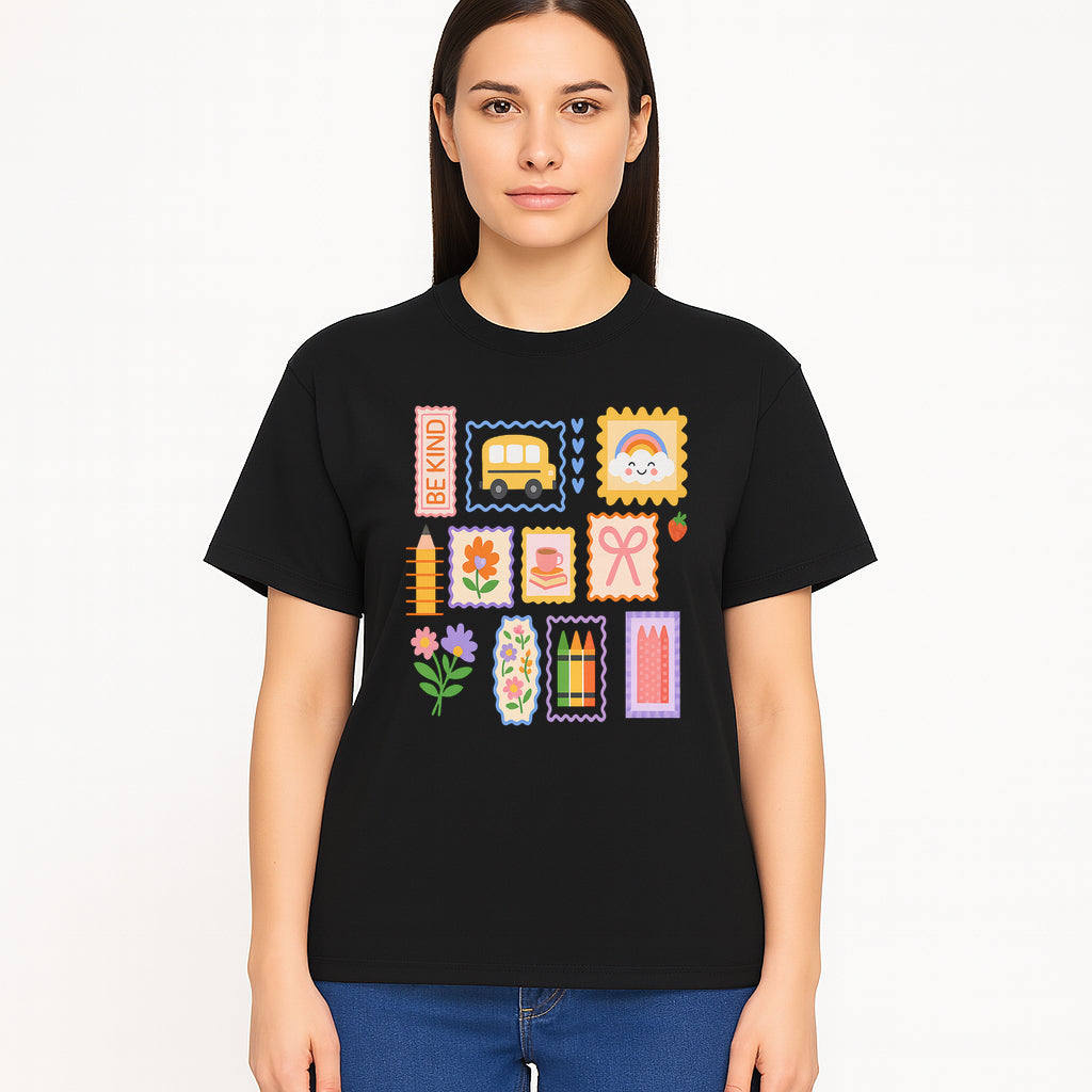 Colorful School-Themed Stickers Set - Be Kind, Cute Bus, Flowers, Crayons, and More for Kids' Crafts, Scrapbooking, and Journaling. - T-shirt 1758093369694.jpg