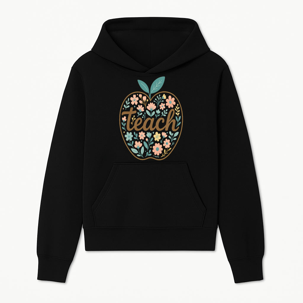 Floral Apple Teach Wall Art Decor - Teacher Gift, Classroom Decor, Inspirational Quote, Colorful Art Print - Hoodie 1758093369772.jpg