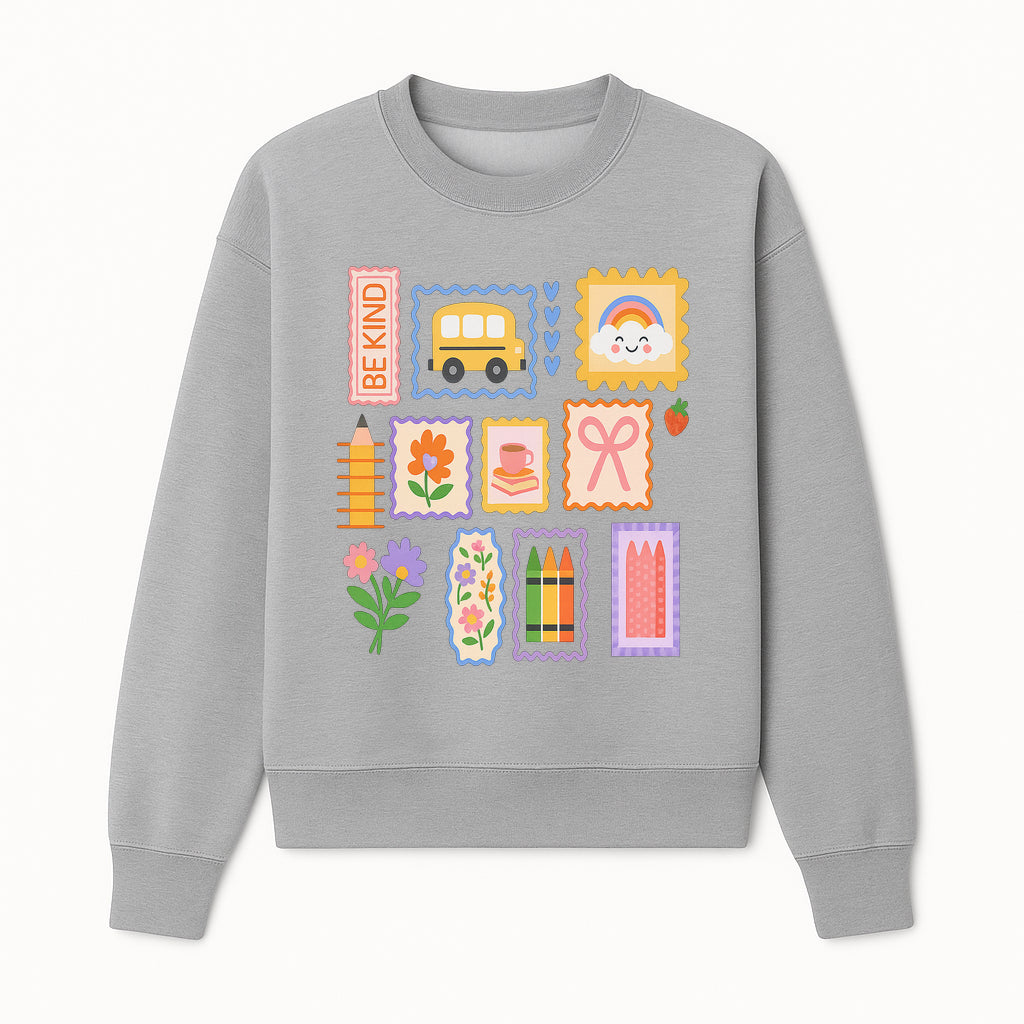Colorful School-Themed Stickers Set - Be Kind, Cute Bus, Flowers, Crayons, and More for Kids' Crafts, Scrapbooking, and Journaling. - Sweatshirt 1758093369873.jpg