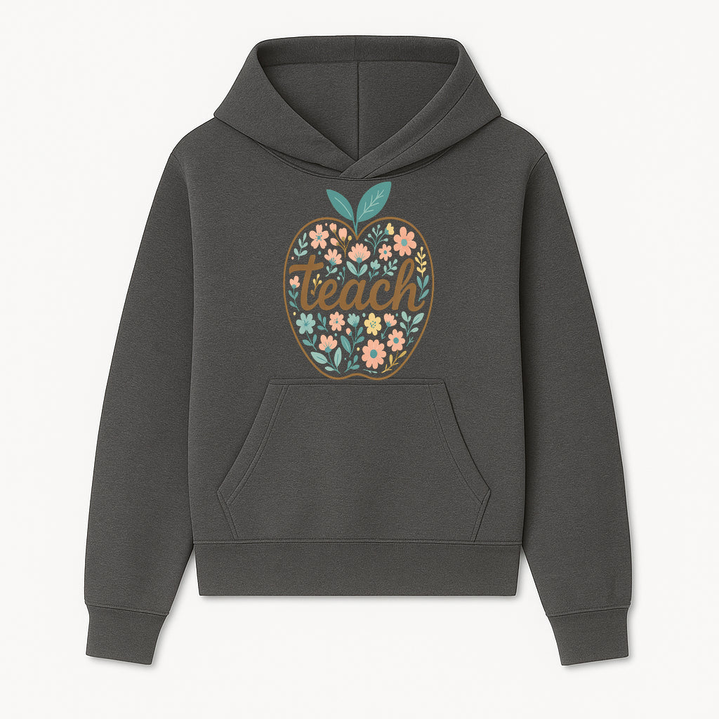 Floral Apple Teach Wall Art Decor - Teacher Gift, Classroom Decor, Inspirational Quote, Colorful Art Print - Hoodie 1758093369911.jpg