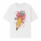 Cute Pencil with Pink Bow and Stars - Kawaii Art Print, Stationery Decor, Classroom Wall Art, Gift for Students or Teachers - T-shirt 1758093369941.jpg