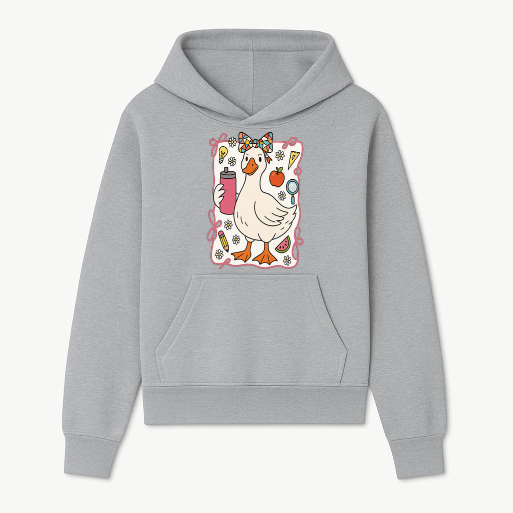 Cute Creative Duck Art Print with Supplies, Colorful Bow, and Fun Icons - Whimsical Home Decor for Kids and Animal Lovers - Hoodie 1758093370040.jpg