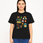 Be Kind Back to School Art Print with Rainbow, Flower, Bus, Crayons, Books, Apple - Classroom Decor for Kids - T-shirt 1758093370125.jpg