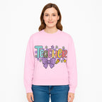 Colorful Teacher Design with Bow and Pencil - Cute Classroom Decor, Teacher Gifts, Back to School Supplies, Creative Educational Art - Sweatshirt 1758093370252.jpg