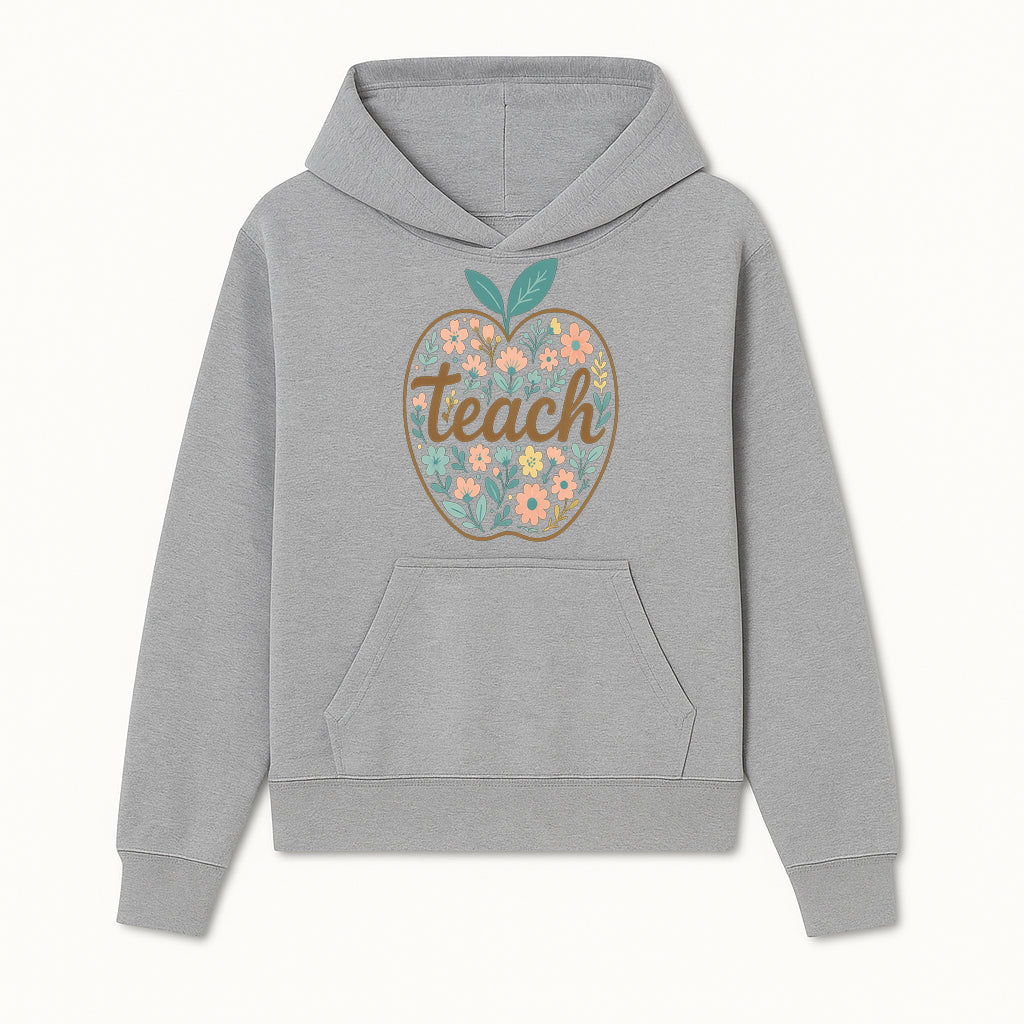 Floral Apple Teach Wall Art Decor - Teacher Gift, Classroom Decor, Inspirational Quote, Colorful Art Print - Hoodie 1758093370270.jpg