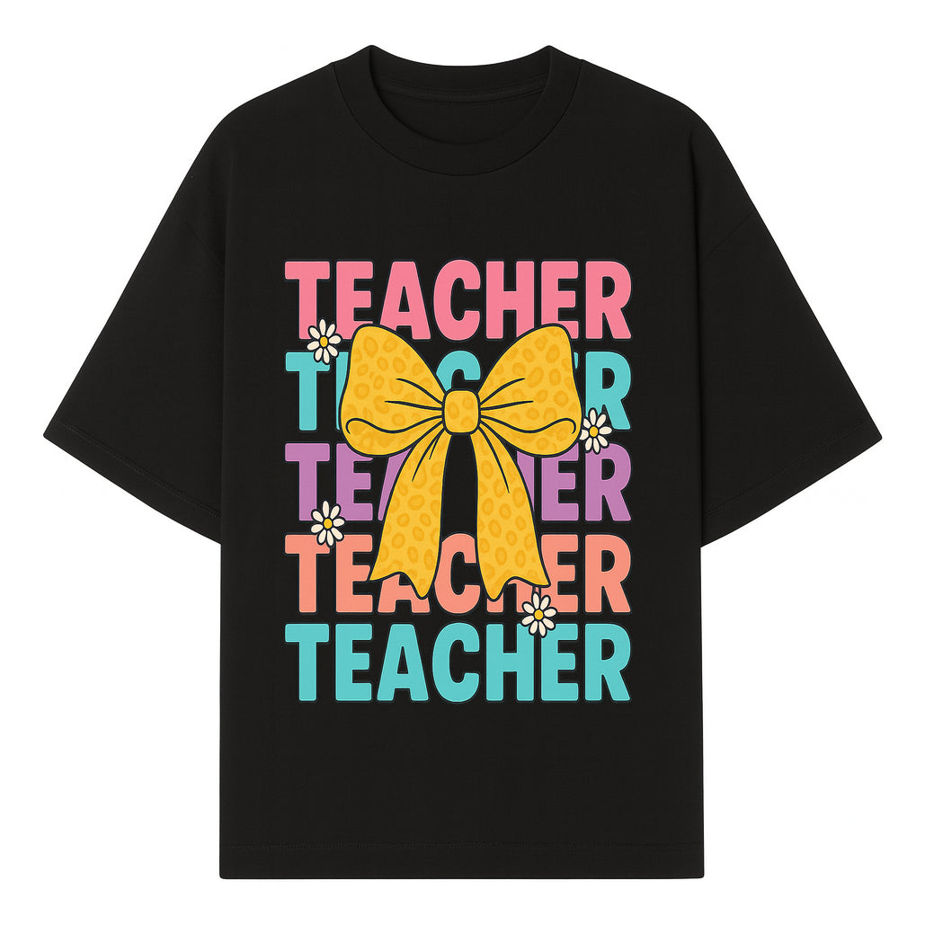 Teacher Appreciation Gift Tee with Cute Yellow Bow and Colorful Text Design - Perfect for Back to School or Holiday Gifts - T-shirt 1758093370388.jpg