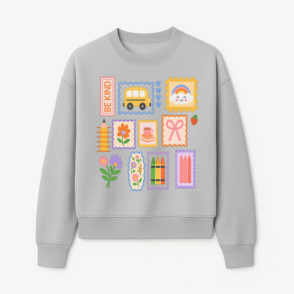 Colorful School-Themed Stickers Set - Be Kind, Cute Bus, Flowers, Crayons, and More for Kids' Crafts, Scrapbooking, and Journaling. - Sweatshirt 1758093370590.jpg