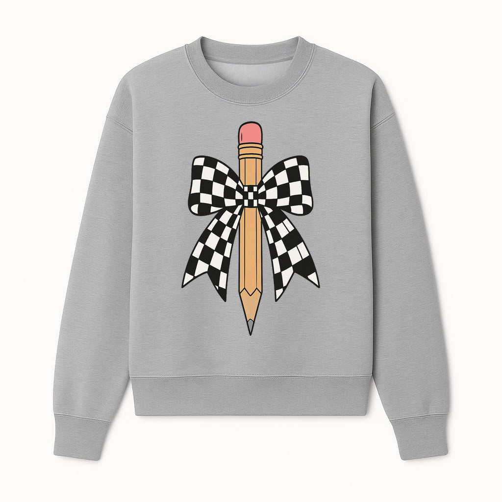 Checkered Bow and Pencil Wall Art Decor - Back to School Classroom Decoration, Cute Student Gift, Teacher Appreciation - Sweatshirt 1758093370620.jpg