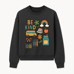 Be Kind Back to School Art Print with Rainbow, Flower, Bus, Crayons, Books, Apple - Classroom Decor for Kids - Sweatshirt 1758093370631.jpg