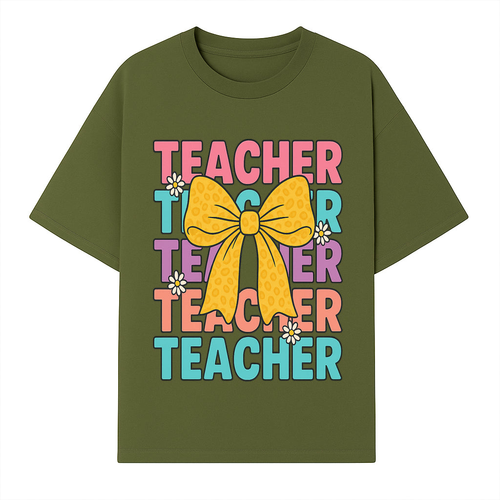 Teacher Appreciation Gift Tee with Cute Yellow Bow and Colorful Text Design - Perfect for Back to School or Holiday Gifts - T-shirt 1758093370717.jpg