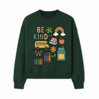 Be Kind Back to School Art Print with Rainbow, Flower, Bus, Crayons, Books, Apple - Classroom Decor for Kids - Sweatshirt 1758093370797.jpg