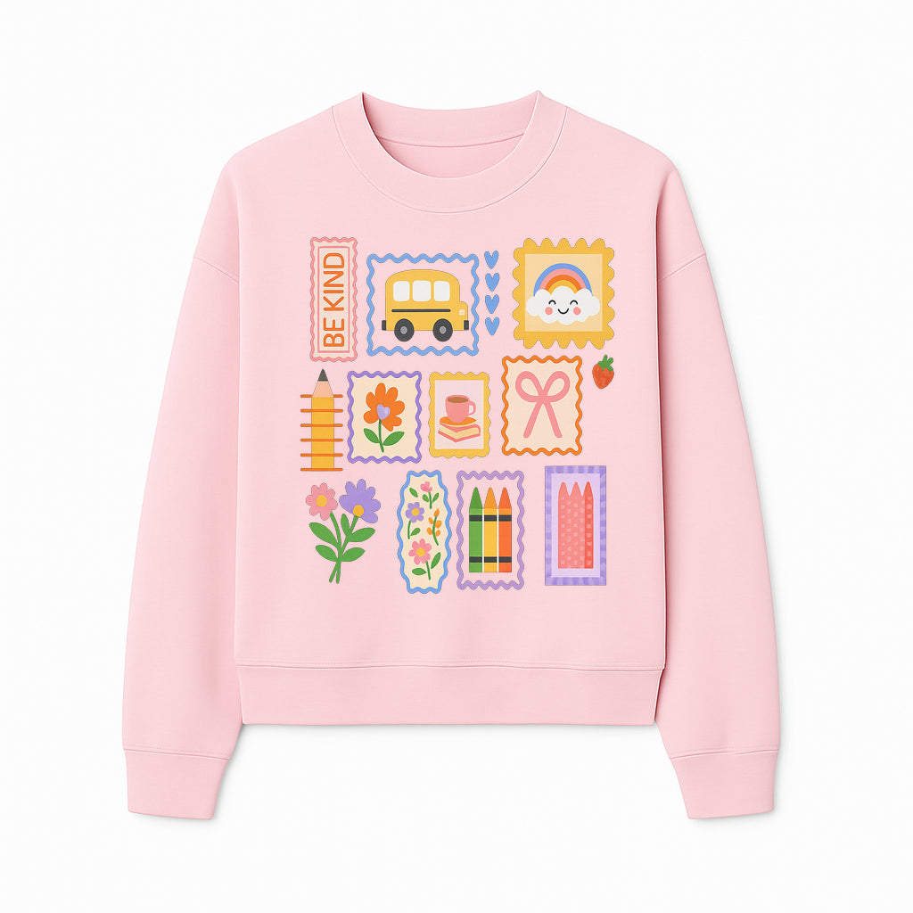 Colorful School-Themed Stickers Set - Be Kind, Cute Bus, Flowers, Crayons, and More for Kids' Crafts, Scrapbooking, and Journaling. - Sweatshirt 1758093370923.jpg
