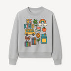 Be Kind Back to School Art Print with Rainbow, Flower, Bus, Crayons, Books, Apple - Classroom Decor for Kids - Sweatshirt 1758093370951.jpg