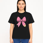 Pink Bow with Pencil Design, Cute Stationery Decor, Gift for Teachers, School Supplies, Arts and Crafts, Kawaii Aesthetic Accessories - T-shirt 1758093371079.jpg