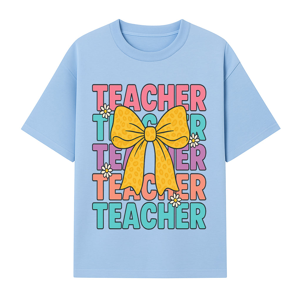 Teacher Appreciation Gift Tee with Cute Yellow Bow and Colorful Text Design - Perfect for Back to School or Holiday Gifts - T-shirt 1758093371088.jpg