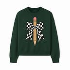 Checkered Bow and Pencil Wall Art Decor - Back to School Classroom Decoration, Cute Student Gift, Teacher Appreciation - Sweatshirt 1758093371142.jpg