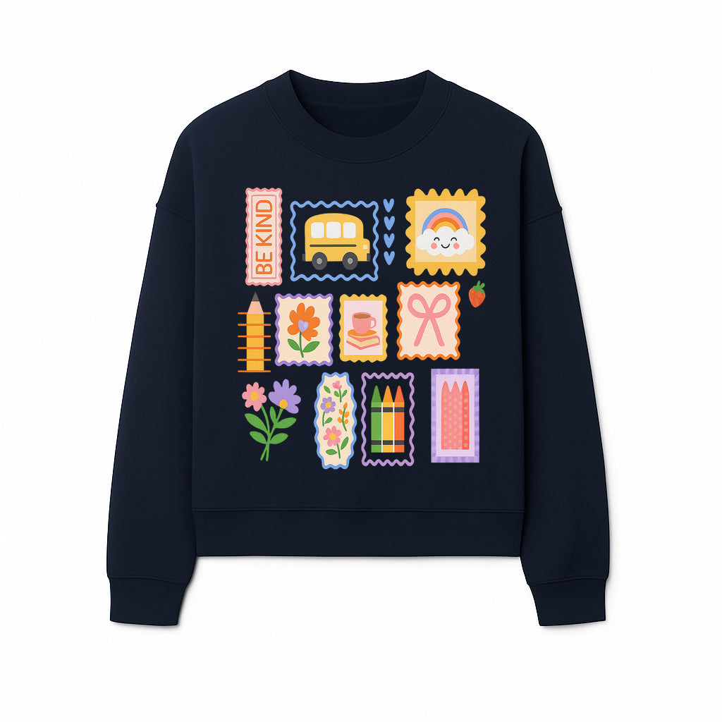Colorful School-Themed Stickers Set - Be Kind, Cute Bus, Flowers, Crayons, and More for Kids' Crafts, Scrapbooking, and Journaling. - Sweatshirt 1758093371230.jpg