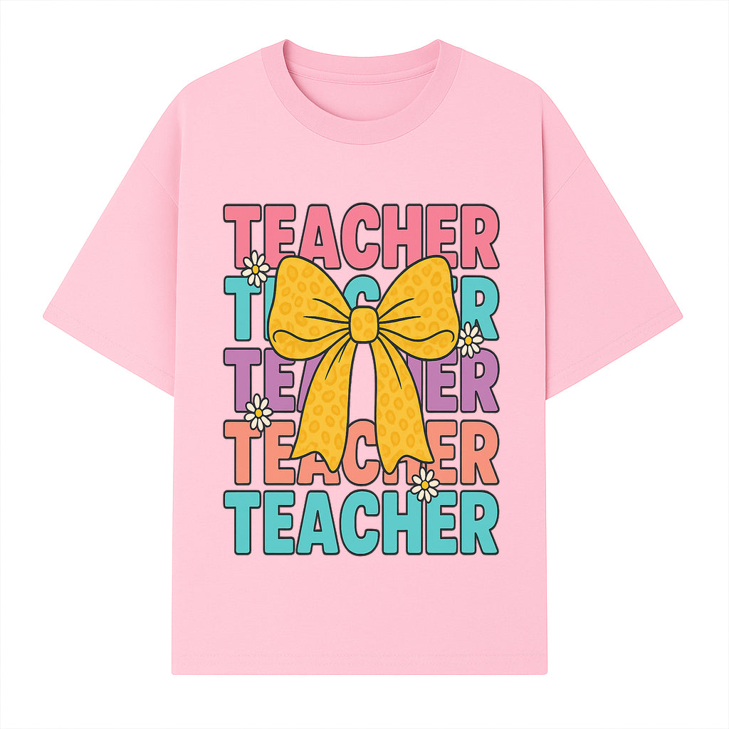 Teacher Appreciation Gift Tee with Cute Yellow Bow and Colorful Text Design - Perfect for Back to School or Holiday Gifts - T-shirt 1758093371263.jpg