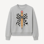 Checkered Bow and Pencil Wall Art Decor - Back to School Classroom Decoration, Cute Student Gift, Teacher Appreciation - Sweatshirt 1758093371303.jpg