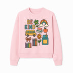 Be Kind Back to School Art Print with Rainbow, Flower, Bus, Crayons, Books, Apple - Classroom Decor for Kids - Sweatshirt 1758093371310.jpg