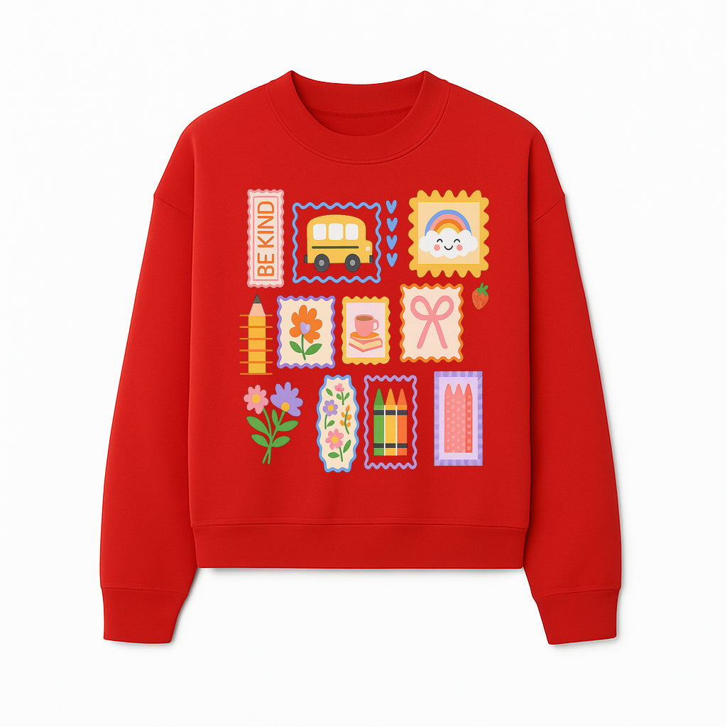 Colorful School-Themed Stickers Set - Be Kind, Cute Bus, Flowers, Crayons, and More for Kids' Crafts, Scrapbooking, and Journaling. - Sweatshirt 1758093371379.jpg