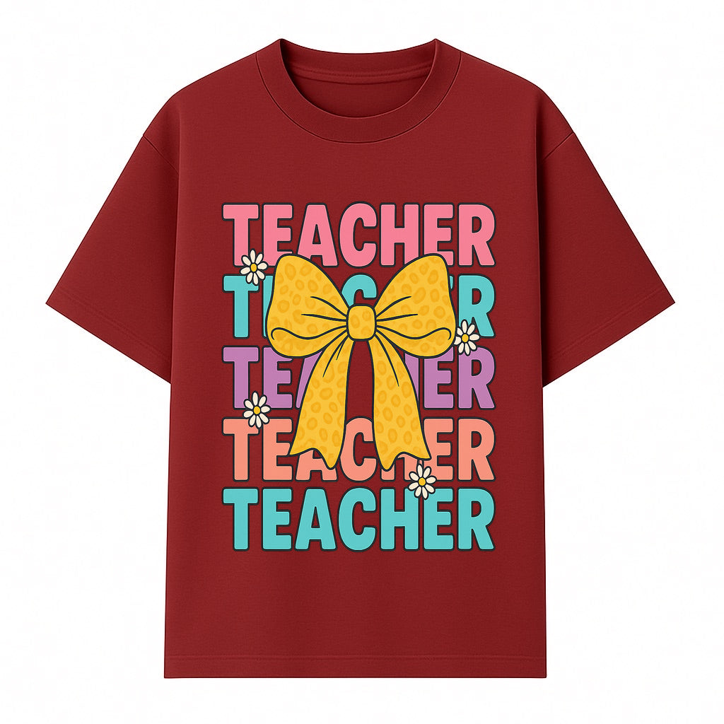 Teacher Appreciation Gift Tee with Cute Yellow Bow and Colorful Text Design - Perfect for Back to School or Holiday Gifts - T-shirt 1758093371429.jpg