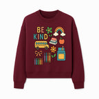 Be Kind Back to School Art Print with Rainbow, Flower, Bus, Crayons, Books, Apple - Classroom Decor for Kids - Sweatshirt 1758093371507.jpg