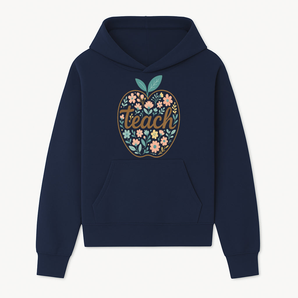 Floral Apple Teach Wall Art Decor - Teacher Gift, Classroom Decor, Inspirational Quote, Colorful Art Print - Hoodie 1758093371518.jpg