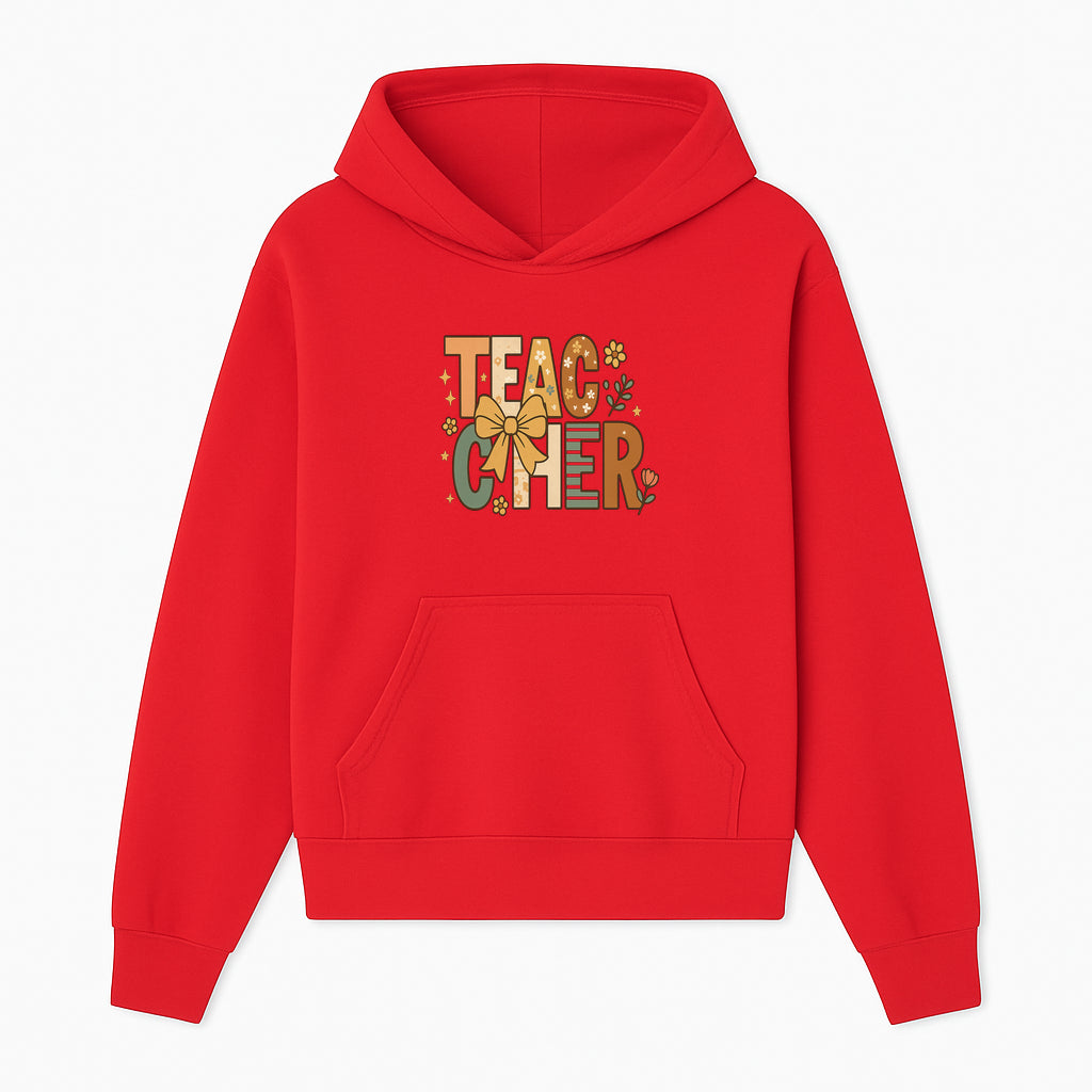 Colorful Teacher Appreciation Art Print with Floral Design and Bow, Ideal for Classroom Decor or Gifts - Hoodie 1758093371747.jpg