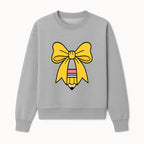 Yellow Bow and Pencil Graphic Art Print, Cute Back to School Decor, Creative Classroom Wall Art, Kids Room Decoration - Sweatshirt 1758093371852.jpg