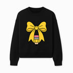 Yellow Bow and Pencil Graphic Art Print, Cute Back to School Decor, Creative Classroom Wall Art, Kids Room Decoration - Sweatshirt 1758093372070.jpg