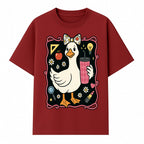 Cute Duck with Bow and Drink - Whimsical Animal Art Print, Fun Retro Style Home Decor, Ideal for Kids' Rooms or Gift Ideas - T-shirt 1758093372171.jpg