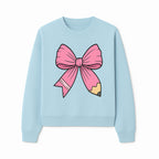 Pink Bow with Pencil Design, Cute Stationery Decor, Gift for Teachers, School Supplies, Arts and Crafts, Kawaii Aesthetic Accessories - Sweatshirt 1758093372233.jpg