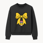 Yellow Bow and Pencil Graphic Art Print, Cute Back to School Decor, Creative Classroom Wall Art, Kids Room Decoration - Sweatshirt 1758093372261.jpg