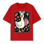 Cute Duck with Bow and Drink - Whimsical Animal Art Print, Fun Retro Style Home Decor, Ideal for Kids' Rooms or Gift Ideas - T-shirt 1758093372449.jpg