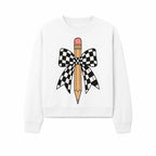 Checkered Bow and Pencil Wall Art Decor - Back to School Classroom Decoration, Cute Student Gift, Teacher Appreciation - Sweatshirt 1758093372547.jpg