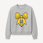 Yellow Bow and Pencil Graphic Art Print, Cute Back to School Decor, Creative Classroom Wall Art, Kids Room Decoration - Sweatshirt 1758093372616.jpg
