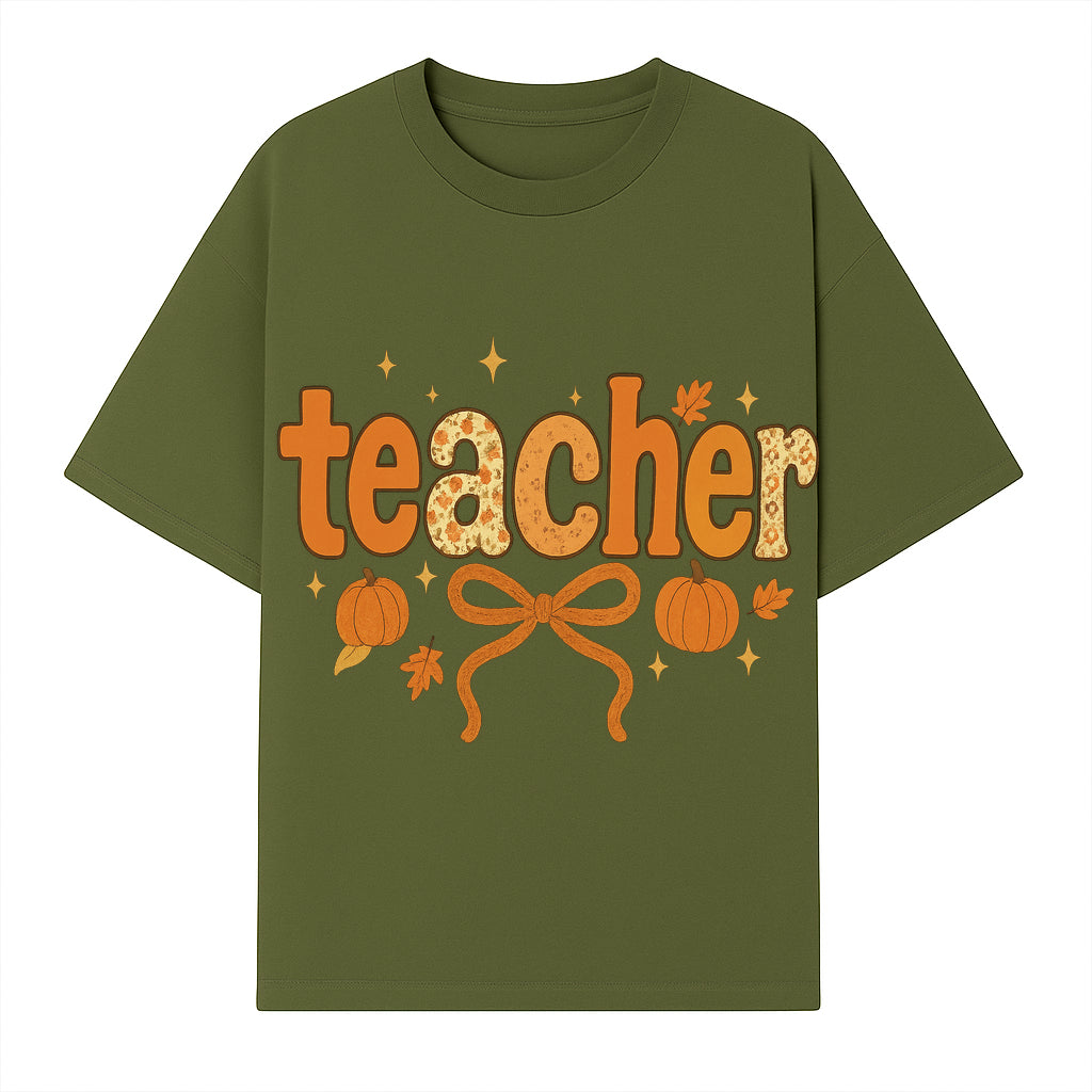 Fall Teacher Decor, Pumpkin Autumn Theme, Cute Teacher Gift, Seasonal Classroom Art, Educational Wall Decor, Cheerful Teacher Sign - T-shirt 1758093372694.jpg