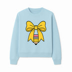 Yellow Bow and Pencil Graphic Art Print, Cute Back to School Decor, Creative Classroom Wall Art, Kids Room Decoration - Sweatshirt 1758093372814.jpg