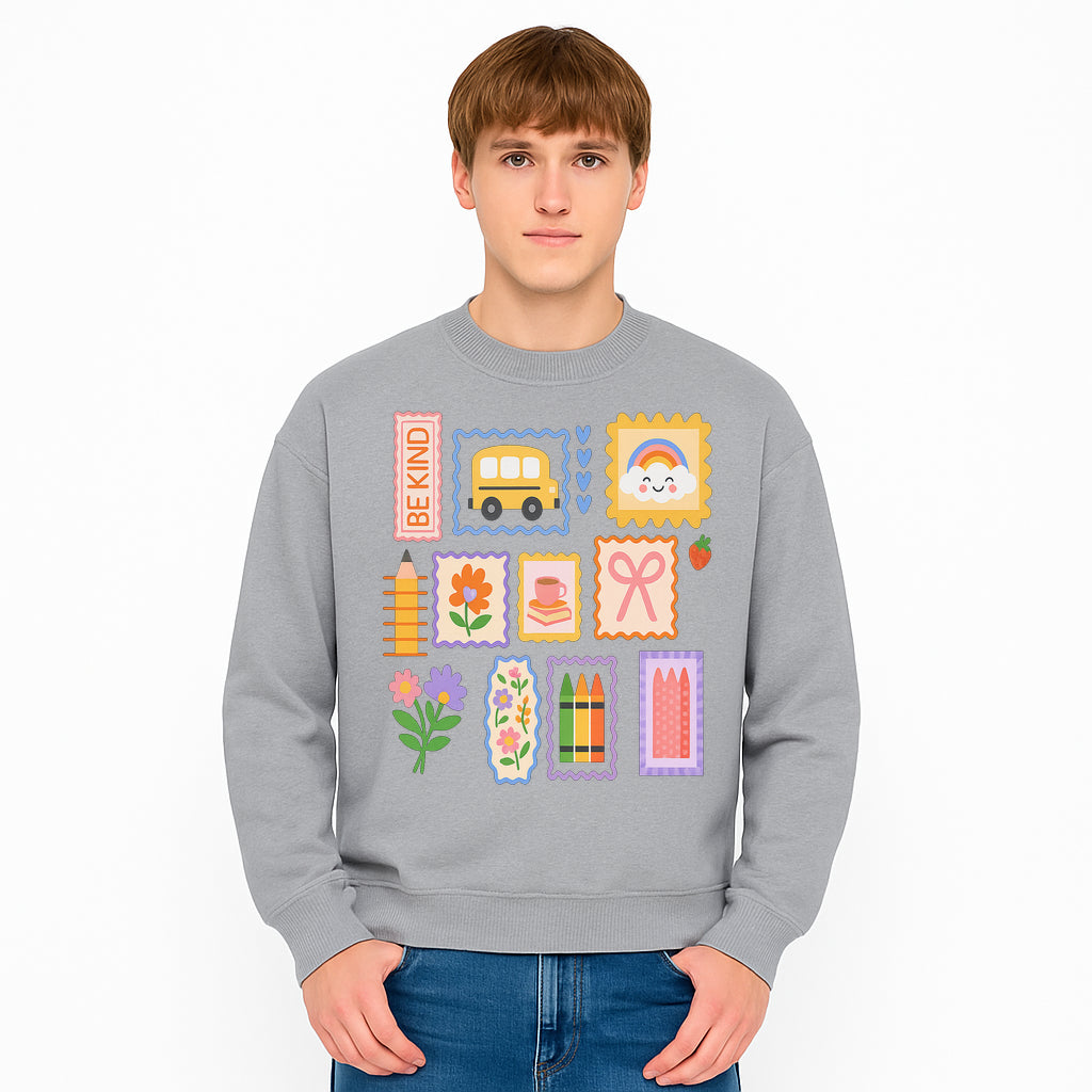 Colorful School-Themed Stickers Set - Be Kind, Cute Bus, Flowers, Crayons, and More for Kids' Crafts, Scrapbooking, and Journaling. - Sweatshirt 1758093372920.jpg