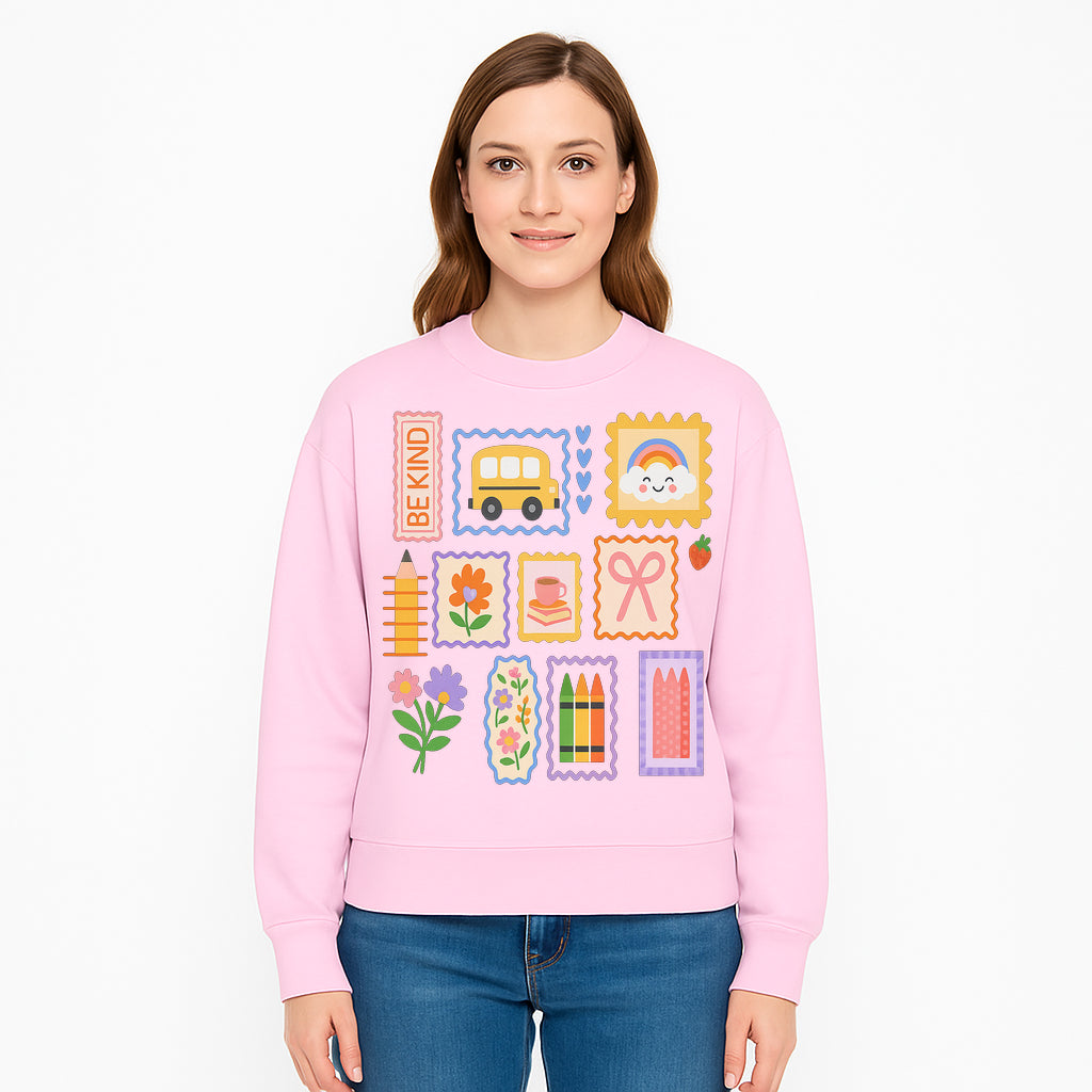 Colorful School-Themed Stickers Set - Be Kind, Cute Bus, Flowers, Crayons, and More for Kids' Crafts, Scrapbooking, and Journaling. - Sweatshirt 1758093373074.jpg