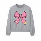 Pink Bow with Pencil Design, Cute Stationery Decor, Gift for Teachers, School Supplies, Arts and Crafts, Kawaii Aesthetic Accessories - Sweatshirt 1758093373265.jpg
